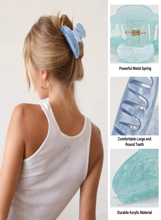 Canitor Blue Hair Claw Clips for Women Acrylic Marbled Hair Clips for Thick Thin Hair Emi Cute Hair Accessories for Girls Teen Gifts Stocking Stuffers - Image 4